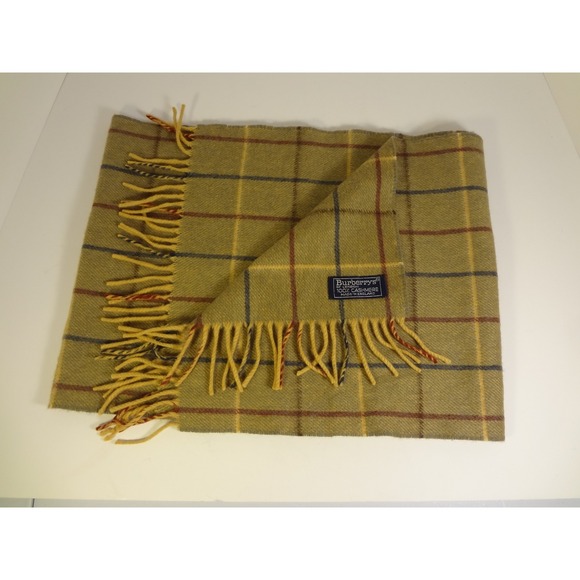 Burberrys of London Cashmere Scarf Made in England Plaid Check - Picture 1 of 4